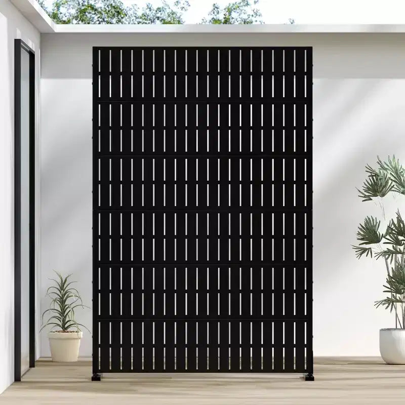 Black Galvanized Steel Fence Screen 183*120*41cm