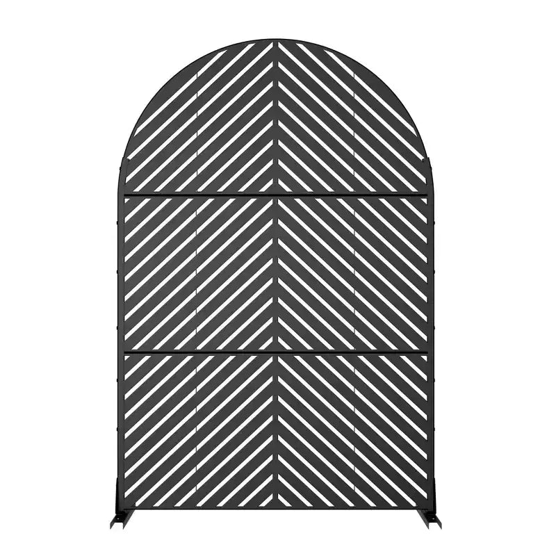 Parallel Lines 01 Black Arched Galvanized Steel Screen 183x120x40cm