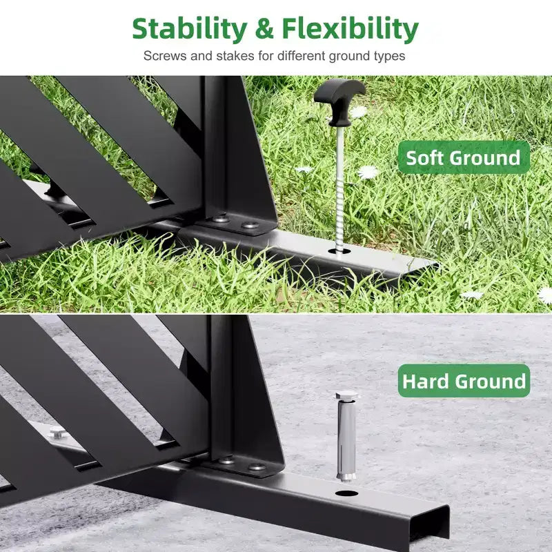 Parallel Lines 01 Black Arched Galvanized Steel Screen 183x120x40cm