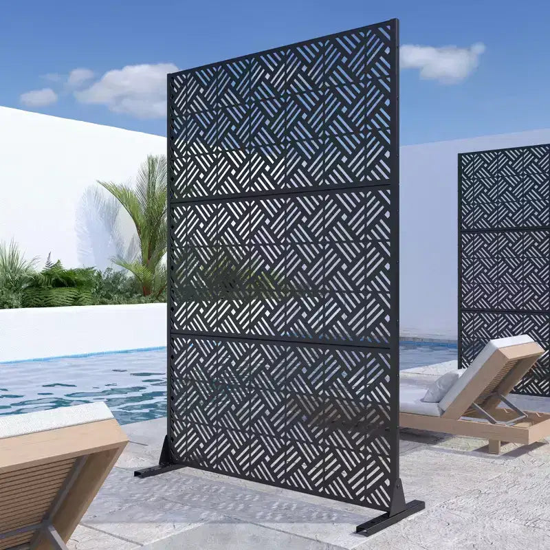 Boris Black Galvanized Steel Screen 183x120x40cm