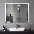 Espejo de vanidad para baño de 30x36 LED montado en la pared con iluminación ajustable y antivaho, interruptor táctil