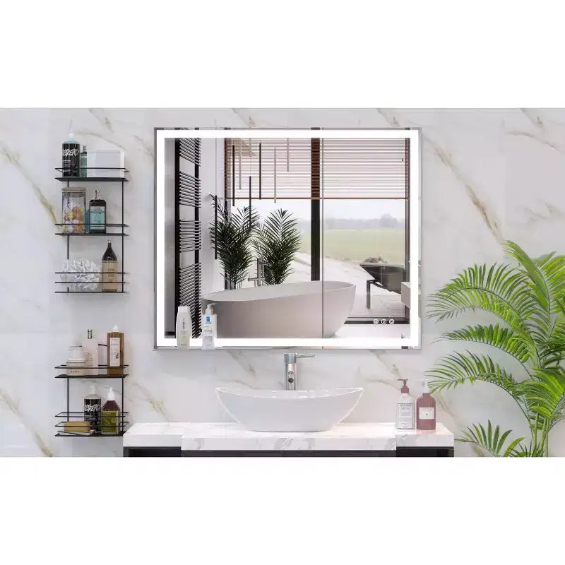 30x36 LED Bathroom Vanity Mirror:Wall Mounted, Adjustable Lighting, Anti-Fog, Touch Switch