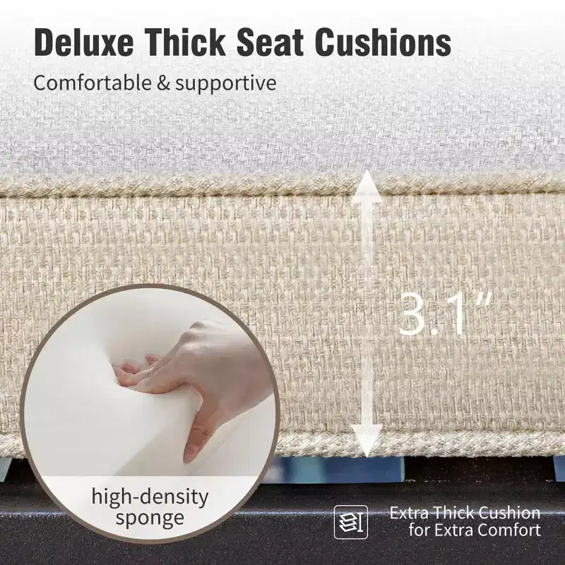 Captiva Designs Ensemble de salle à manger d'extérieur 5 pièces avec table ronde à lattes en acier et chaises en rotin beiges avec coussins épais