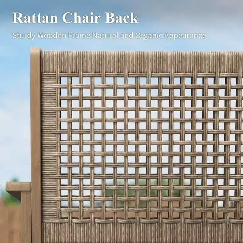 Captiva Designs Outdoor Patio Wood Dining Set with Rattan Chairs & 1 Acacia Wood Rectangular Table