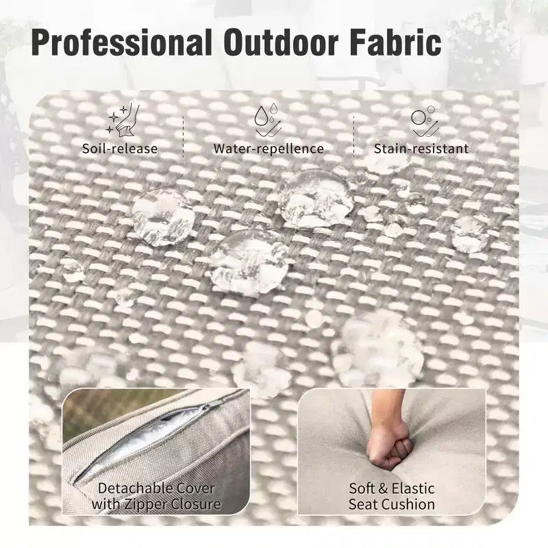 Captiva Designs – Ensemble de salle à manger 5 pièces pour patio, table à cadre en acier avec trou pour parasol et chaises en rotin avec coussins amovibles