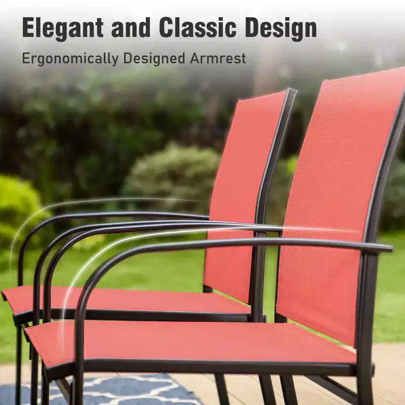 Captiva Designs 7pc Patio Dining Set with Slat-top Rectangle Table & Sling Fixed Chairs