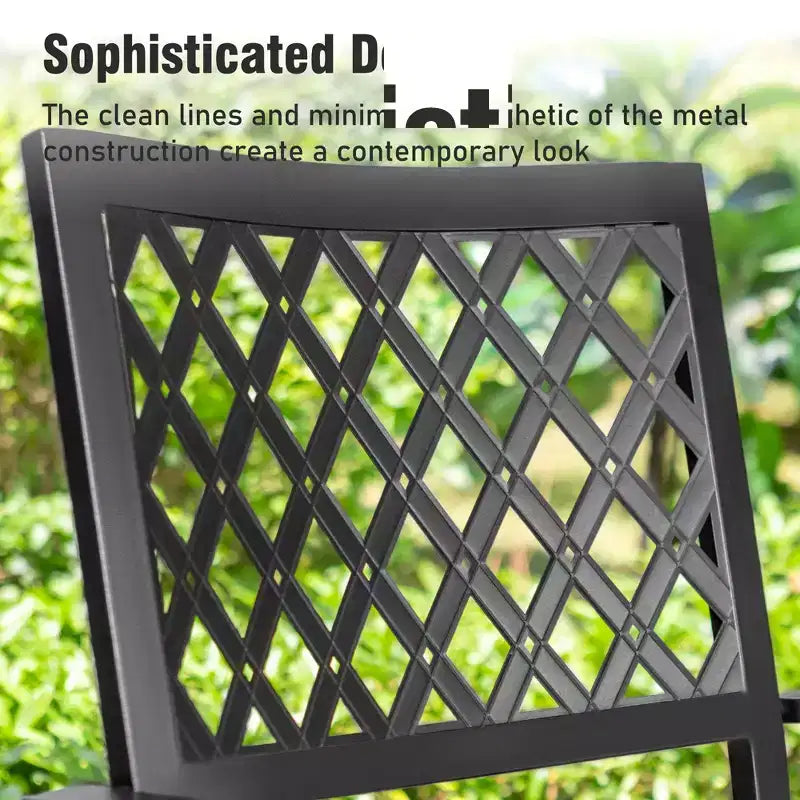 Captiva Designs 7pc Patio Dining Set with Slat-top Rectangle Table & Metal Stackable Chairs