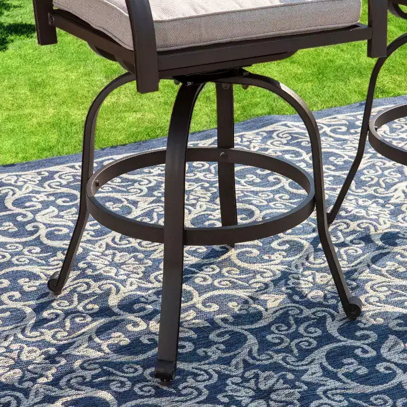 Ensemble de salle à manger d'extérieur Captiva Designs 7 pièces en aluminium moulé, hauteur bar, avec table ronde et tabourets pivotants