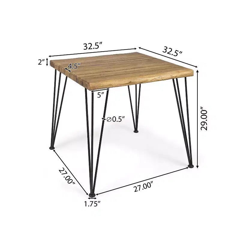 Christopher Knight Home Blaine Ensemble repas 5 pièces avec coussins, en bois d'acacia et fer forgé, pour extérieur, teck et crème