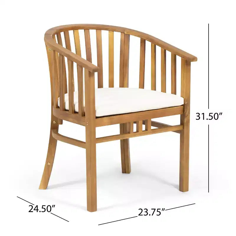 Christopher Knight Home Tamaron Outdoor Acacia Wood Expandable 7 Piece Dining Set with Cushion, Teak and Cream