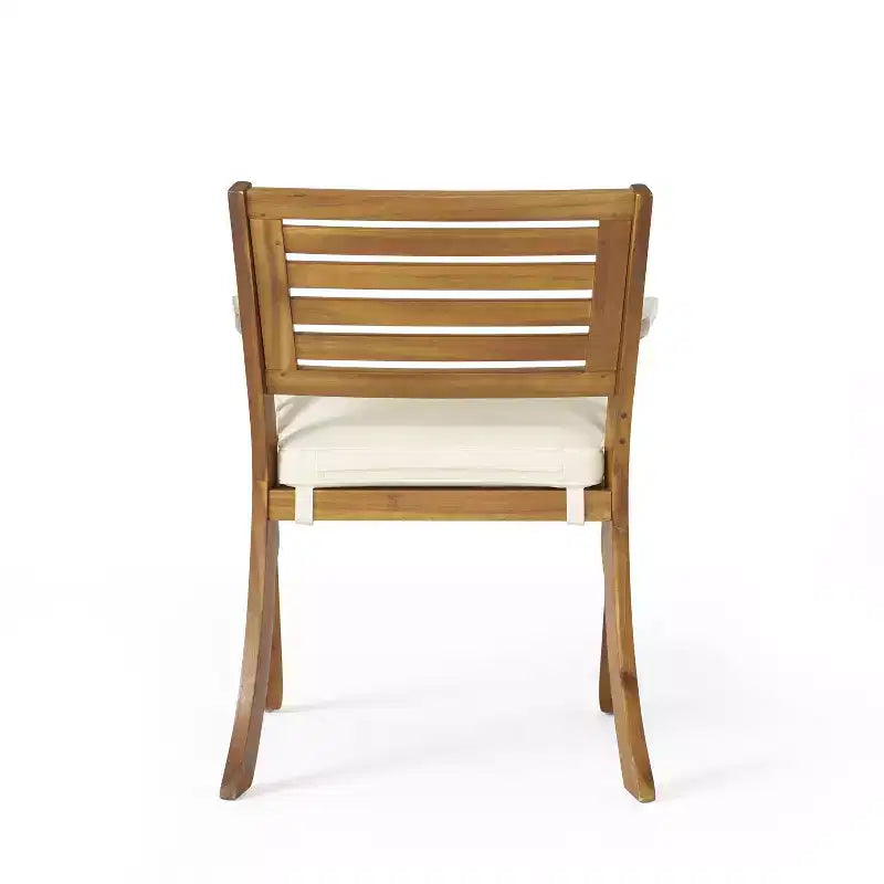 Christopher Knight Home Lovell Outdoor Acacia Wood and Iron 7 Piece Dining Set with Cushion, Teak and Cream