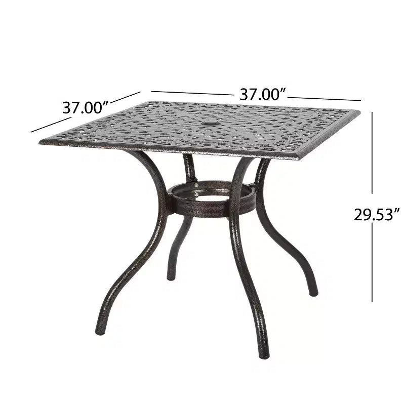 Christopher Knight Home Bogota Outdoor Cast Aluminum 5 Piece Dining Set with Umbrella Hole