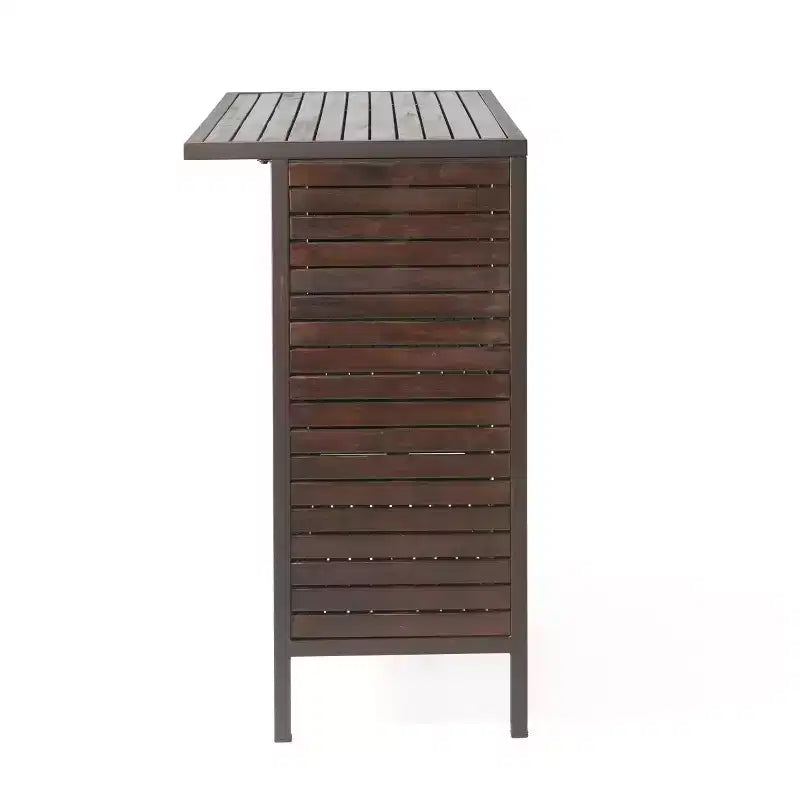 GDFStudio Darnel Outdoor Acacia Wood 3 Piece Bar Set, Dark Brown