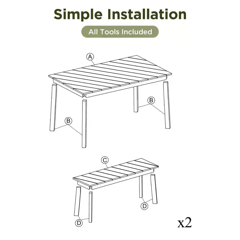 Whisen Outdoor Wood Dining Set with 2 Benches, Acacia Wood Picnic Beer Table for Patio, Porch, Garden - Natural