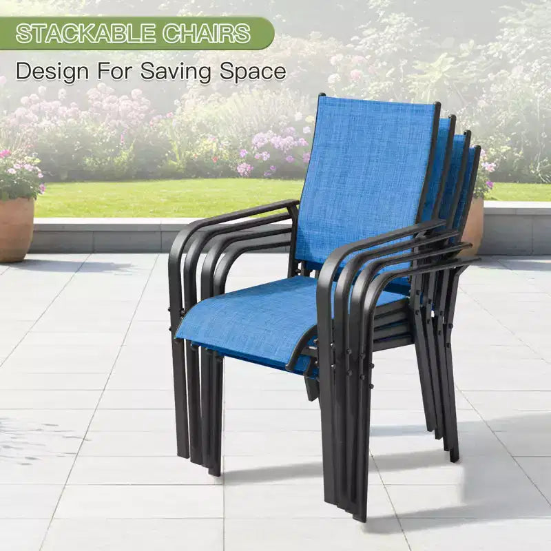 EROMMY 5 Piece Patio Dining Set, Outdoor Dining Table And Chairs Set For 4, 4 Textilene Chairs, 1 Iron Square Table, Patio Furniture Set For Deck