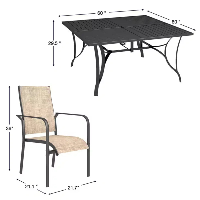 Ensemble de salle à manger de patio EROMMY 9 pièces, ensemble table et chaises de salle à manger d'extérieur pour 8 personnes, 8 chaises en textilène