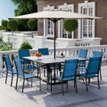 Ensemble de salle à manger de patio EROMMY 9 pièces, ensemble table et chaises de salle à manger d'extérieur pour 8 personnes, 8 chaises en textilène