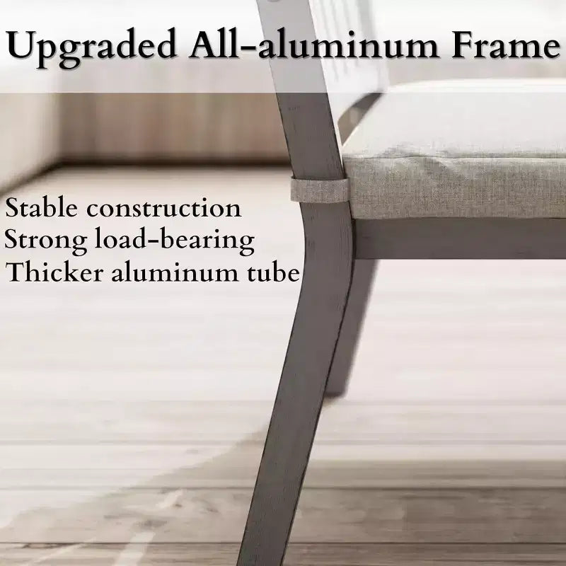 Heynemo Ensembles de repas de patio 6 pièces, Table à manger extérieure en aluminium avec 4 chaises et banc, Ensemble de meubles de repas de patio avec coussin amovible