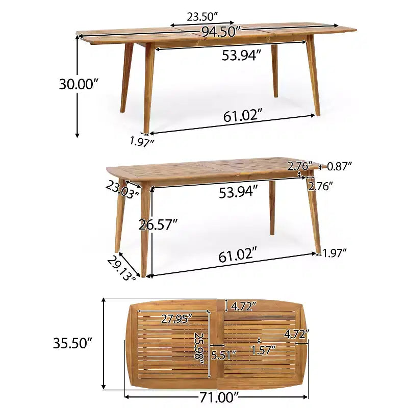 Christopher Knight Home Stamford Outdoor Acacia Wood 9 Piece Expandable Dining Set