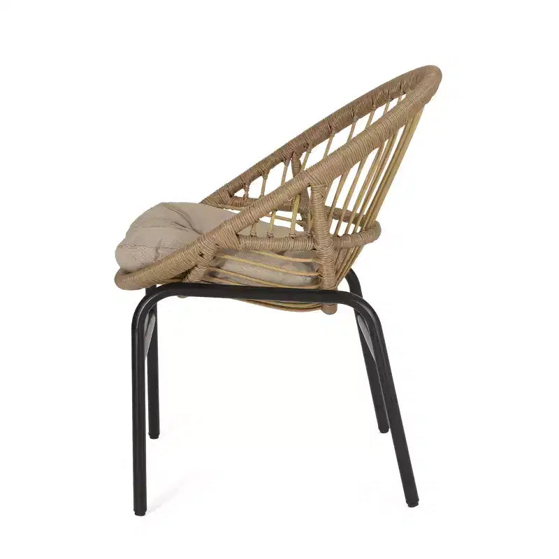 Christopher Knight Home Marten Ensemble de salle à manger d'extérieur 7 pièces en osier et bois d'acacia avec coussins, beige/teck