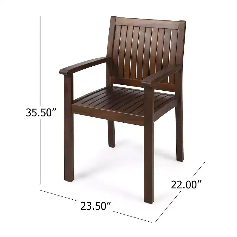 Christopher Knight Home Cassia Outdoor Acacia Wood 7 Piece Dining Set with 69 Dining Table, Dark Brown and White
