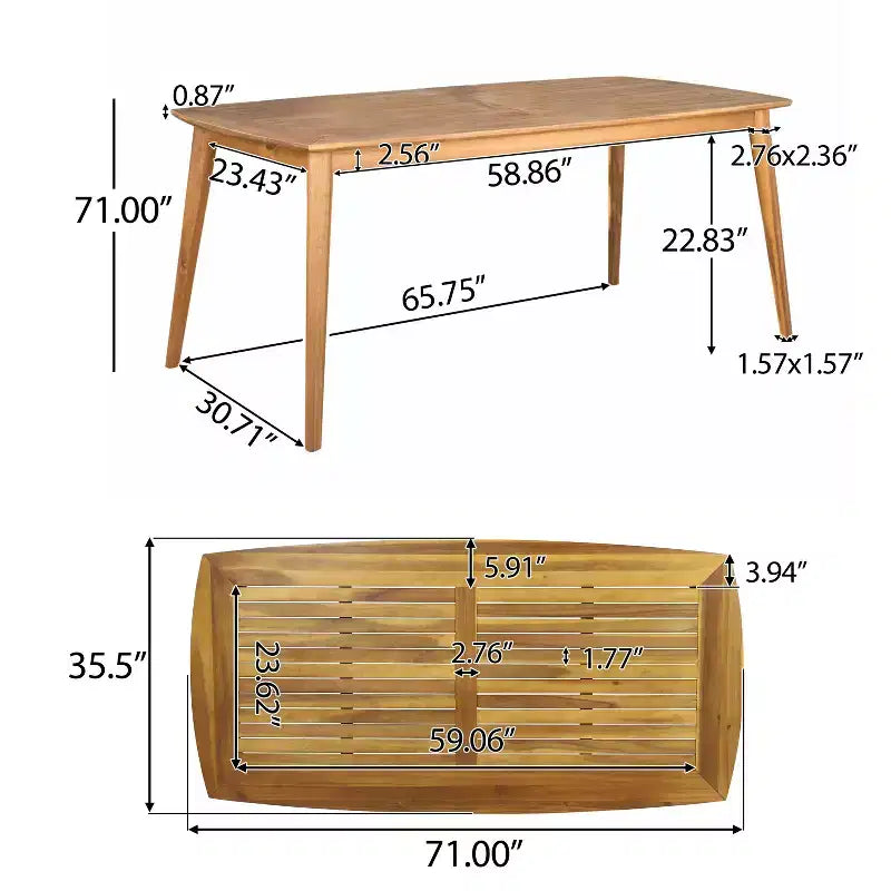 Christopher Knight Home Argo Outdoor Acacia Wood 7 Piece Dining Set with 71 Dining Table, Teak