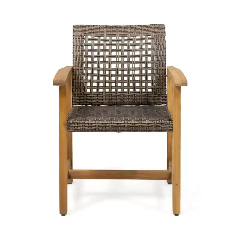 Christopher Knight Home Clausen Outdoor Acacia Wood and Wicker 5 Piece Dining Set, Teak/Mixed Mocha