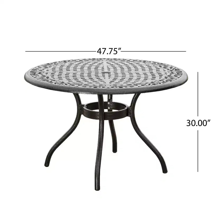 Christopher Knight Home Sarasota 5-Piece Cast Aluminum Outdoor Dining Set with Floral Scroll Design