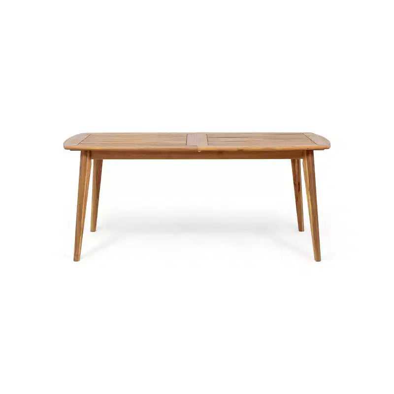 Ensemble de salle à manger d'extérieur 7 pièces, comprenant une table de salle à manger extensible et des chaises en rotin PE, bois d'acacia, gris+naturel-ModernLuxe