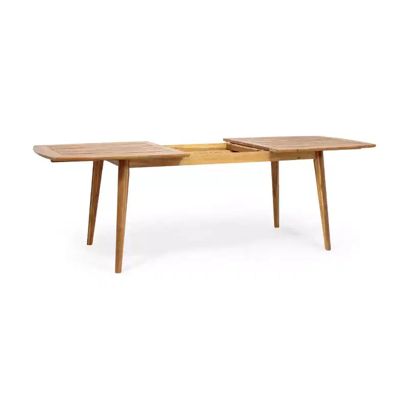 Ensemble de salle à manger d'extérieur 7 pièces, comprenant une table de salle à manger extensible et des chaises en rotin PE, bois d'acacia, gris+naturel-ModernLuxe