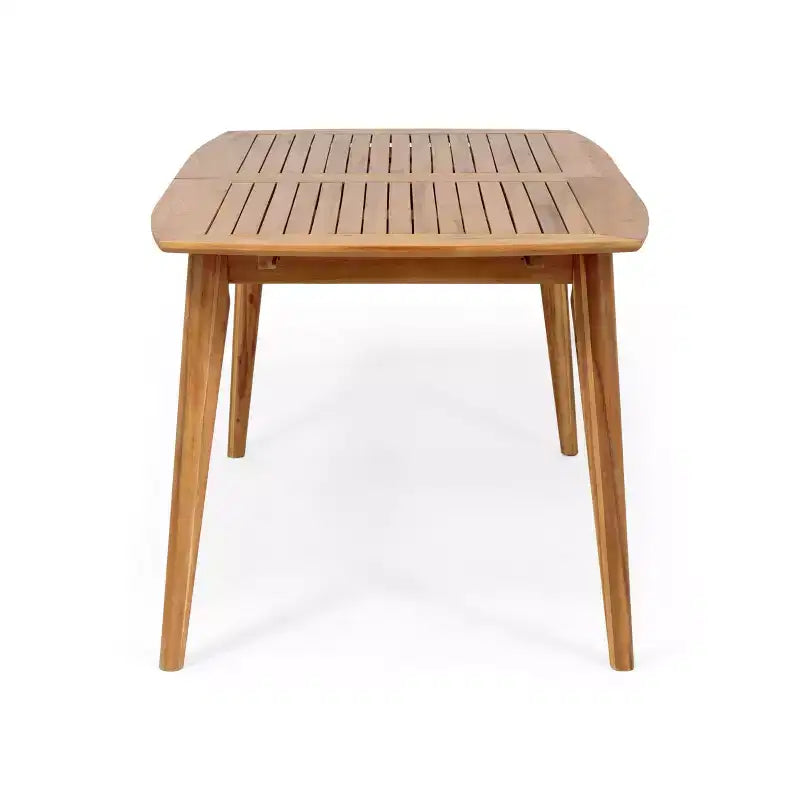 Ensemble de salle à manger d'extérieur 7 pièces, comprenant une table de salle à manger extensible et des chaises en rotin PE, bois d'acacia, gris+naturel-ModernLuxe