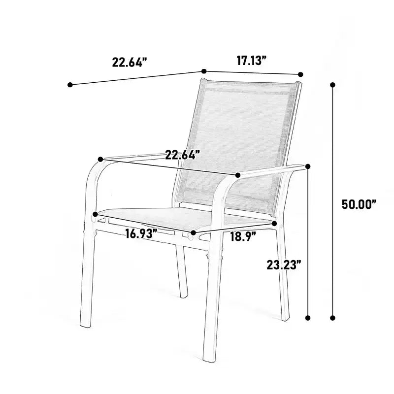 Ensemble de salle à manger d'extérieur GDFStudio Eudora 7 pièces résistant aux intempéries avec 6 chaises en textilène