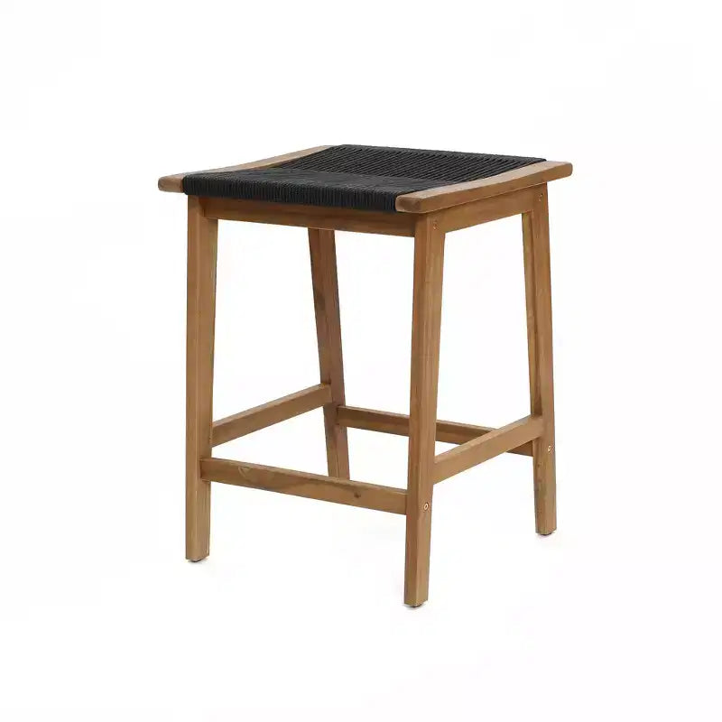 LuxenHome Outdoor Acacia Wood 4-Person Counter Height Table with 4 Stools Set Brown
