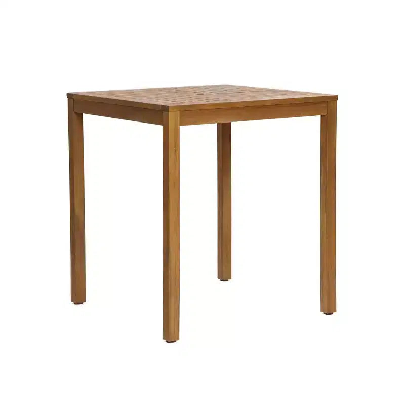 LuxenHome Outdoor Acacia Wood 4-Person Counter Height Table with 4 Stools Set Brown