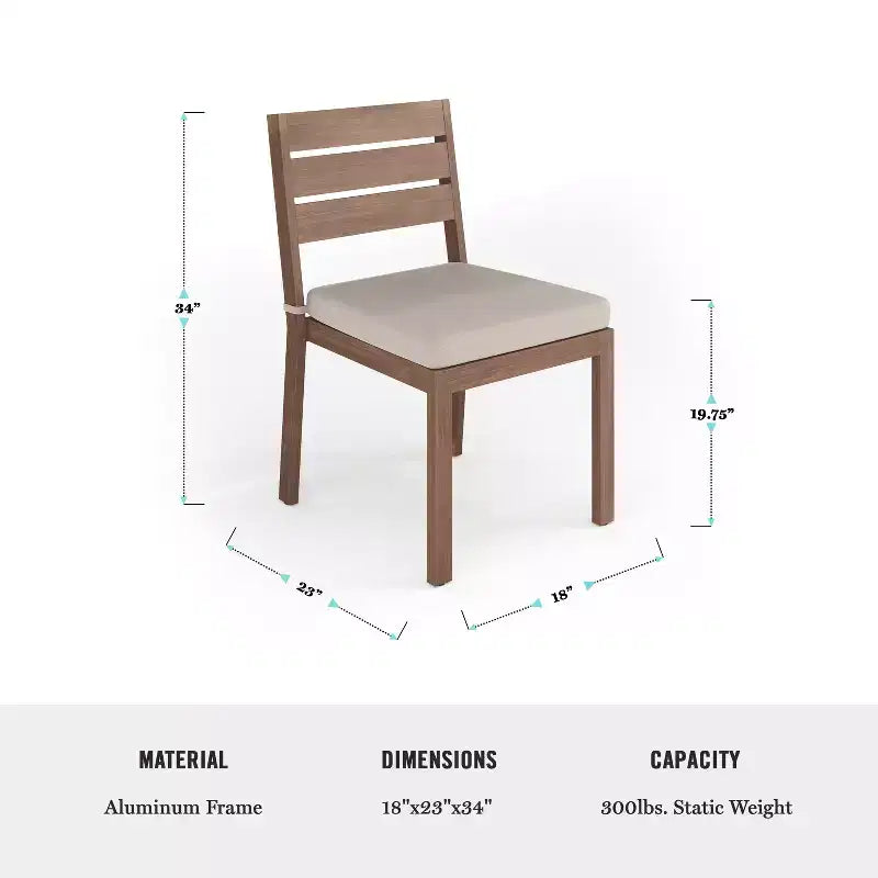 Martha Stewart Bedford Indoor-Outdoor Patio Set with 71 Table and 8 Dining Chairs with Brushed Woodgrain Aluminum Finish and All-Weather Seat Cushion