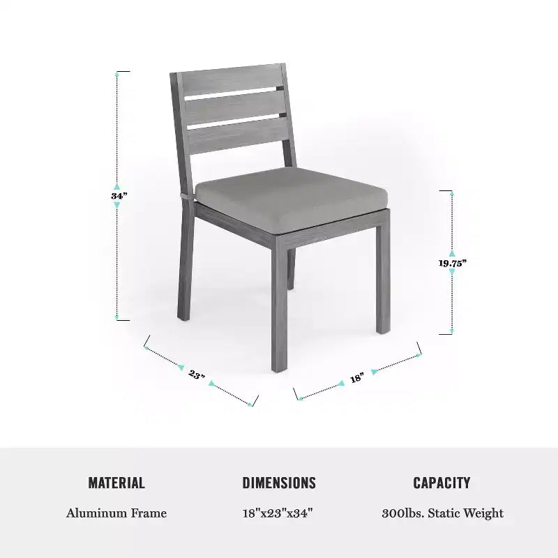Martha Stewart Bedford Indoor-Outdoor Patio Set with 62 Table and 6 Dining Chairs with Brushed Woodgrain Aluminum Finish and All-Weather Seat Cushion