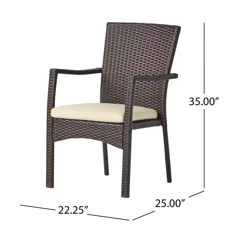 Christopher Knight Home Ferris Outdoor Acacia Wood and Wicker 5 Piece Dining Set with Cushions
