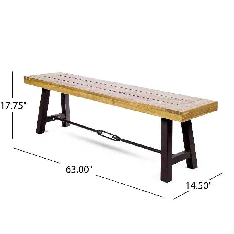 GDFStudio Latona Outdoor Acacia Wood and Wicker 6 Piece Dining Set with Bench,Teak/Cream