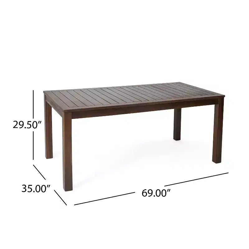 GDFStudio Taft Ensemble de salle à manger extérieur 7 pièces en bois d'acacia et osier avec coussins, marron foncé/beige