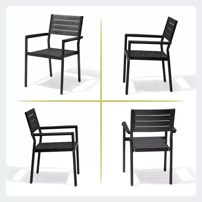 Crestlive Products 7pc Aluminum Patio Dinning Set 72in Table and 6 Chairs Plastic Wood Top with Umbrella Hole for Outdoor Pool Lawn