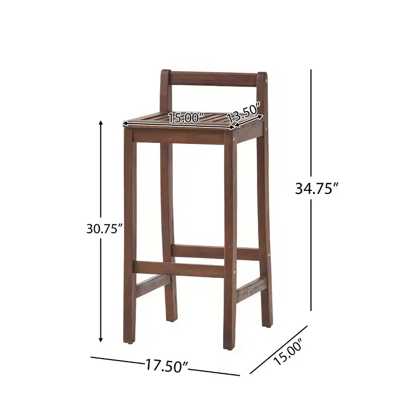Christopher Knight Home Riviera Outdoor Acacia Wood 3 Piece Bar Set, Rich Mahogany