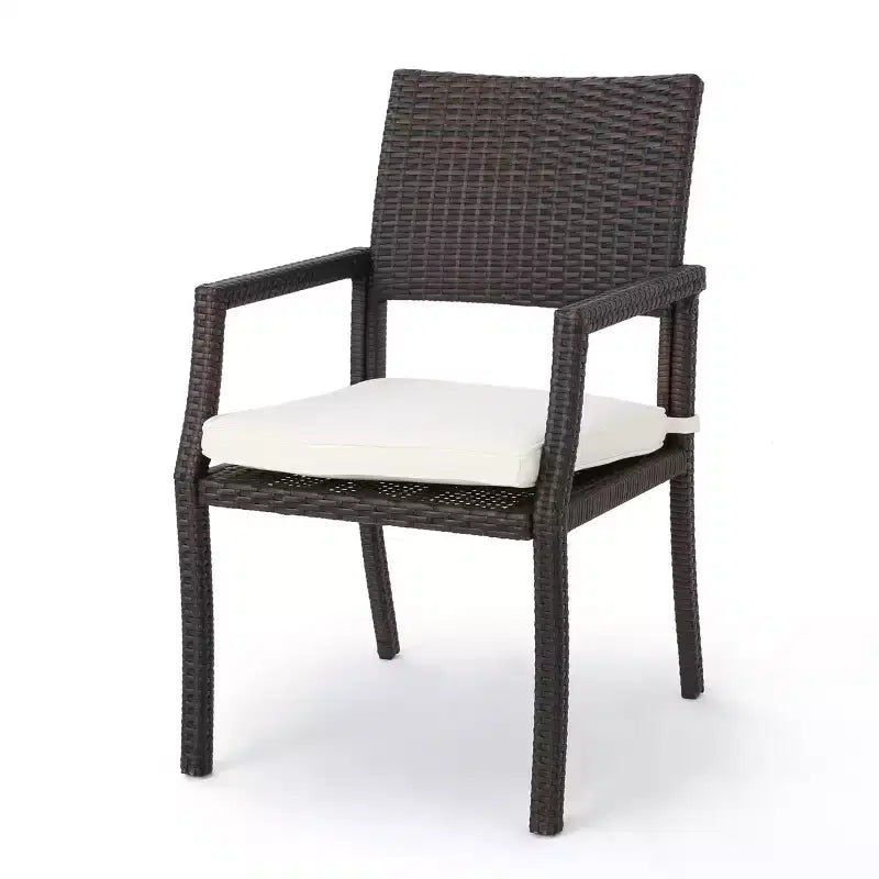 Christopher Knight Home Alani Outdoor Wicker and Aluminum 7 Piece Dining Set with Cushion, Multibrown/Cream White