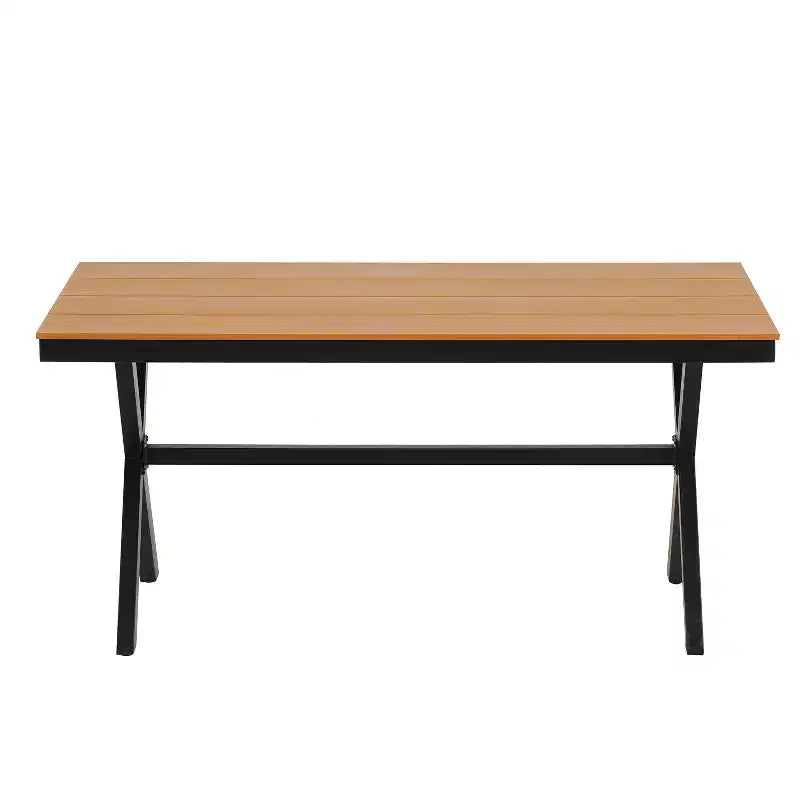 Whisen Contemporary Outdoor Set with PE Rattan Chairs and Plastic Wood Table,Suitable for Gardens and Lawns