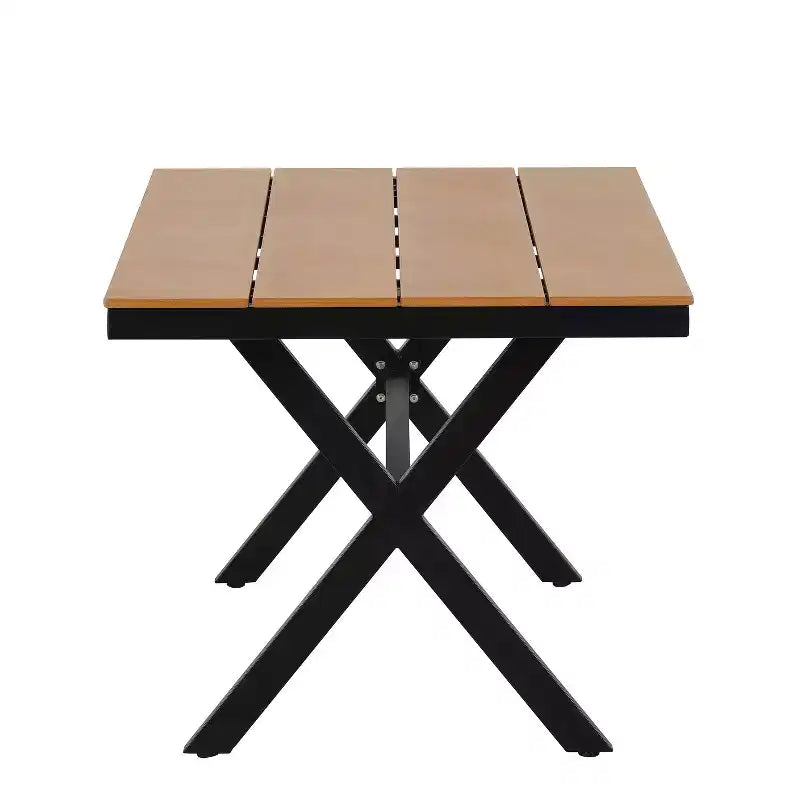 Whisen Contemporary Outdoor Set with PE Rattan Chairs and Plastic Wood Table,Suitable for Gardens and Lawns