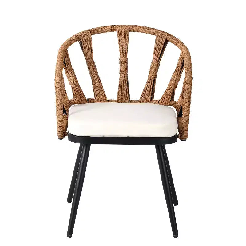 Whisen Contemporary Outdoor Set with PE Rattan Chairs and Plastic Wood Table,Suitable for Gardens and Lawns