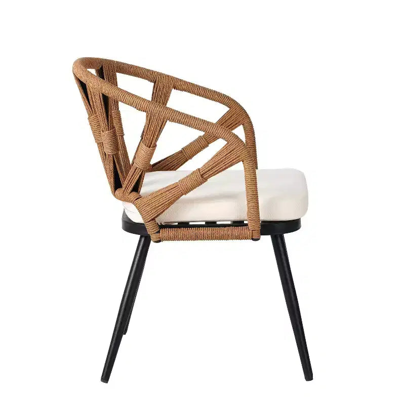 Whisen Contemporary Outdoor Set with PE Rattan Chairs and Plastic Wood Table,Suitable for Gardens and Lawns
