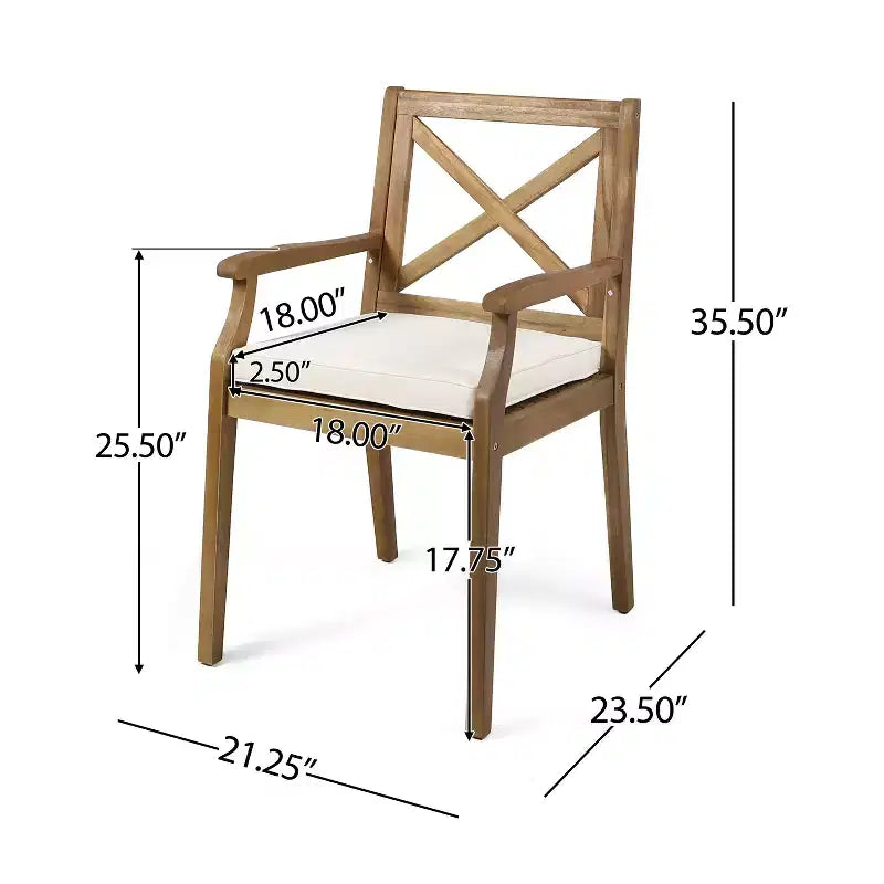 Christopher Knight Home Llano Outdoor Acacia Wood 5 Piece Dining Set with Water Resistant Cushion