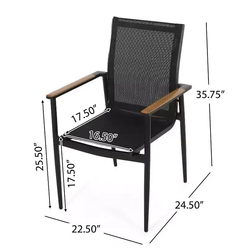 Christopher Knight Home Naop Outdoor 7 Piece Mesh and Aluminum Dining Set, Black
