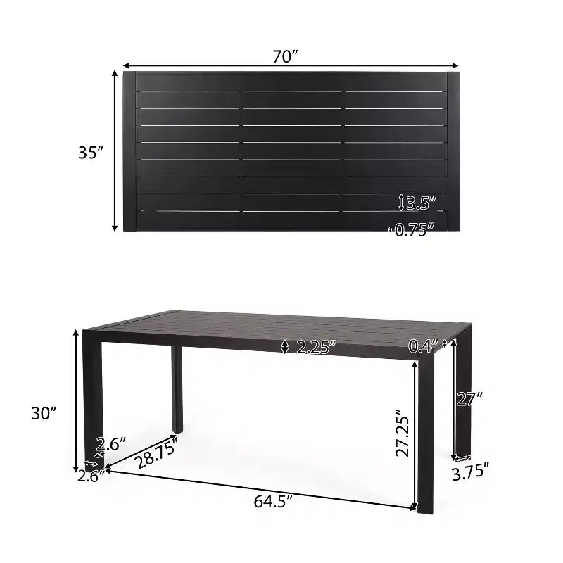 Christopher Knight Home Naop Outdoor 7 Piece Mesh and Aluminum Dining Set, Black