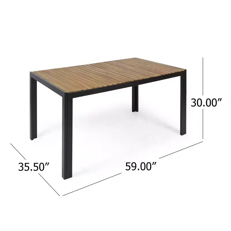 Christopher Knight Home Flora Outdoor Acacia Wood and Resin 7 Piece Dining Set, Black and Teak